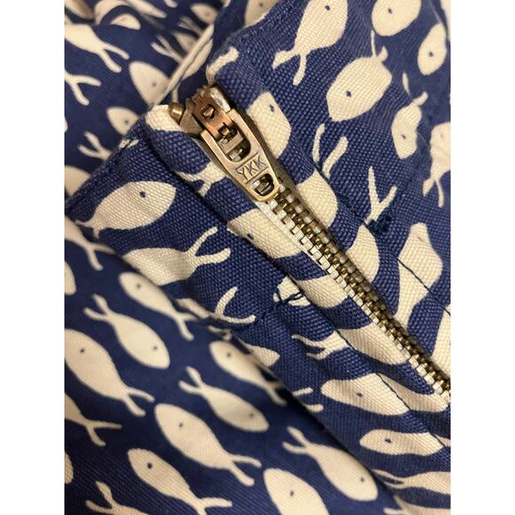 Garnet Hill Skirt 10 Navy Blue Fish Print Zip Woven *please read* - Picture 8 of 10